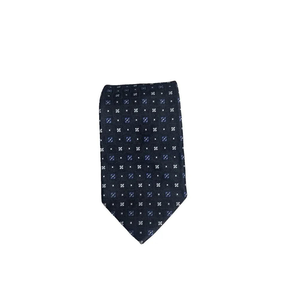 Brooks Brothers made in the USA Navy Blue 100% Silk Tie Blue and white Classic